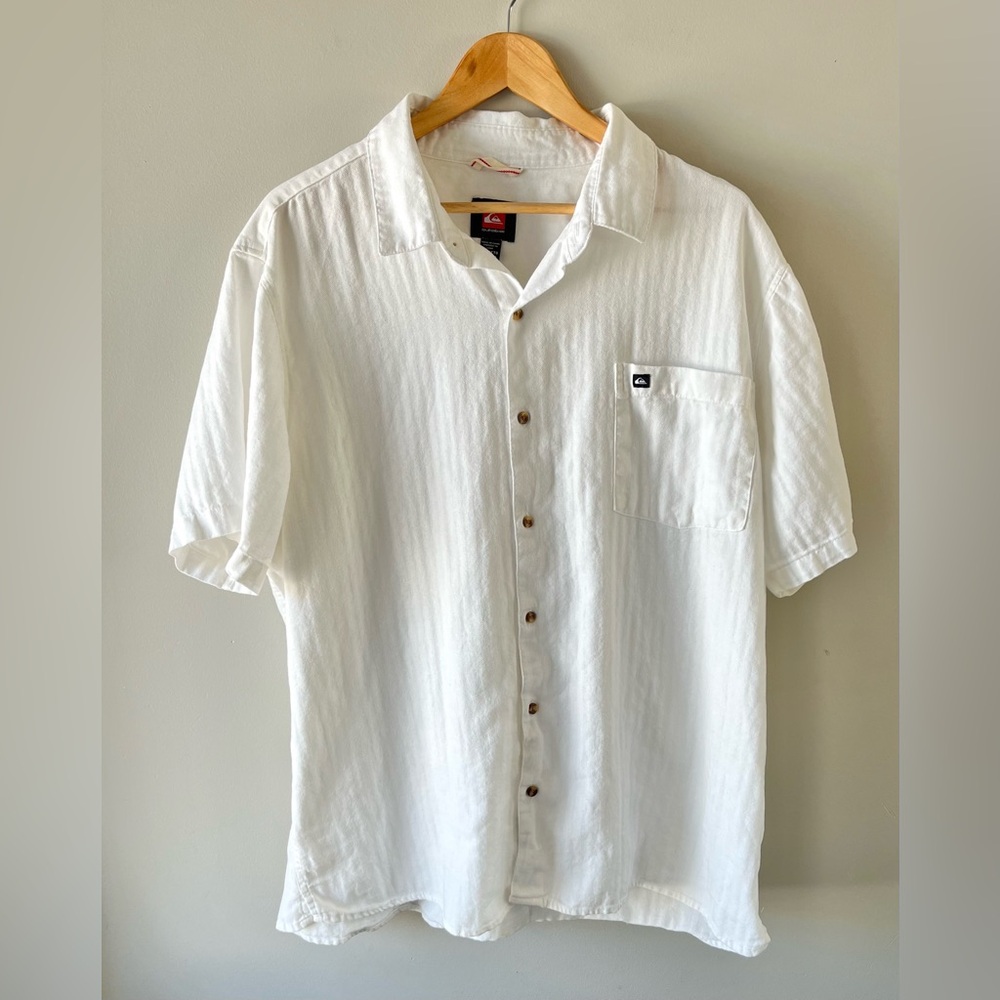 Quiksilver Men's White Casual Button-Down Shirt Size XXL Coastal Beach Summer - Picture 3 of 11